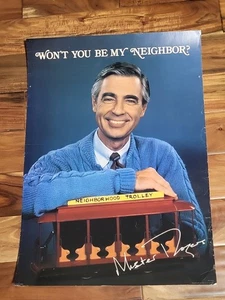MISTER ROGERS NEIGHBORHOOD Trolley Won't You Be My Neighbor POSTER Hallmark 1983 - Picture 1 of 8