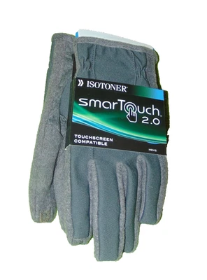 NEW Isotoner Smartouch 2.0 Men's Large Gray Touchscreen Tech Gloves - Image 1 of 2