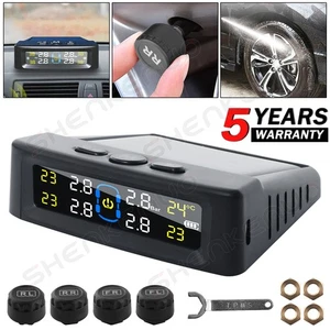 Wireless Car Solar TPMS LCD Tire Pressure Monitoring System + 4 External Sensors - Picture 1 of 8