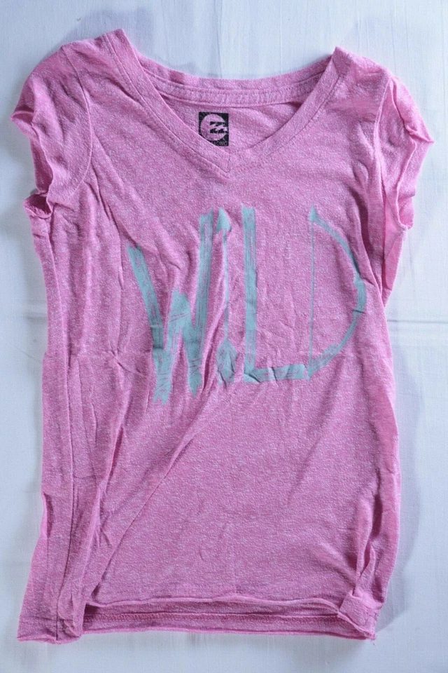 Camiseta Billabong meninas tamanho XS 6 rosa gráfica selvagem manga borda crua bainha - Imagem 1 de 4