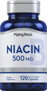 Niacin 500mg | 120 Capsules | With Flushing | Non-GMO | by Piping Rock - Picture 1 of 7