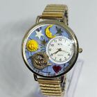Women’s Whimsical Gold Tone Stainless Steel Stretch Band Watch New Battery