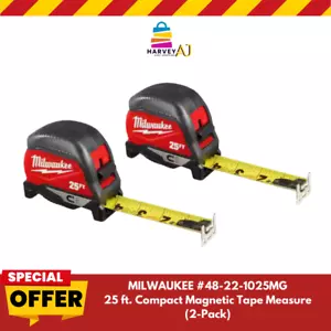 Milwaukee 48221025MG 25 piedi Misuratore a nastro magnetico compatto (confezione da 2) - Foto 1 di 4