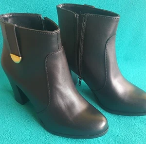 Black Leather Surface Above Ankle Boots 3" Square Heel by Stefano Di Roma A-6. - Picture 1 of 4
