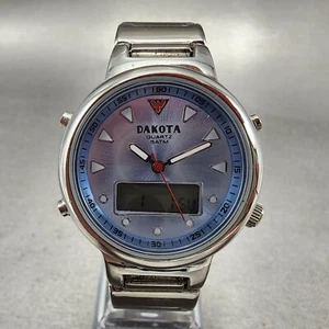 Dakota Analog Digital Watch Women 32mm Blue Dial Silver Tone Alarm Chrono NewBat - Picture 1 of 11