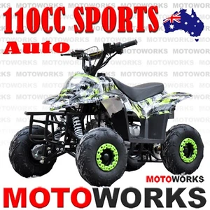 MOTOWORKS 110CC sports Auto ATV QUAD Dirt Bike Gokart 4 Wheeler Buggy kids GREEN - Picture 1 of 19