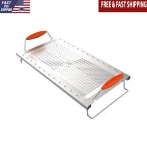 Stainless Steel Adjustable Warming Rack Griddle Silicone Handles Compact Design - Picture 1 of 11