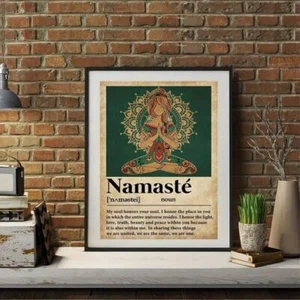Vintage Yoga Namaste Canvas Art Print Unframed - Picture 1 of 6