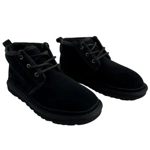 Ugg Boots Mens Size 10 Neumel Black Suede Chukka Winter Wool Cozy New - Picture 1 of 11