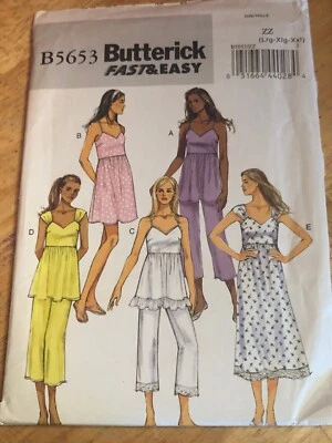 🌸 BUTTERICK #B5653-TOP SALÓN-VESTIDO-PANTALONES PATRÓN XS-MED / LG-XXL FF para dama Foto 1 de 2