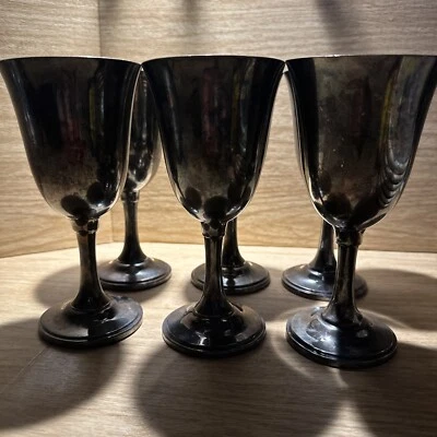 Vintage Reed & Barton #1025 Silverplate Water Goblet Set Of 6, 1940s Hollowware - Image 1 of 4