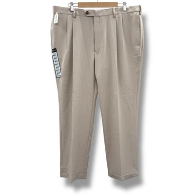 Haggar классический крой плиссированные E-Clo платье брюки в бежевый/кремовый размер 40 x 29 новый - Изображение 1 из 4