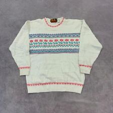 Vintage knitted jumper Flower and Heart Patterned knit sweater Women's S (8-10)