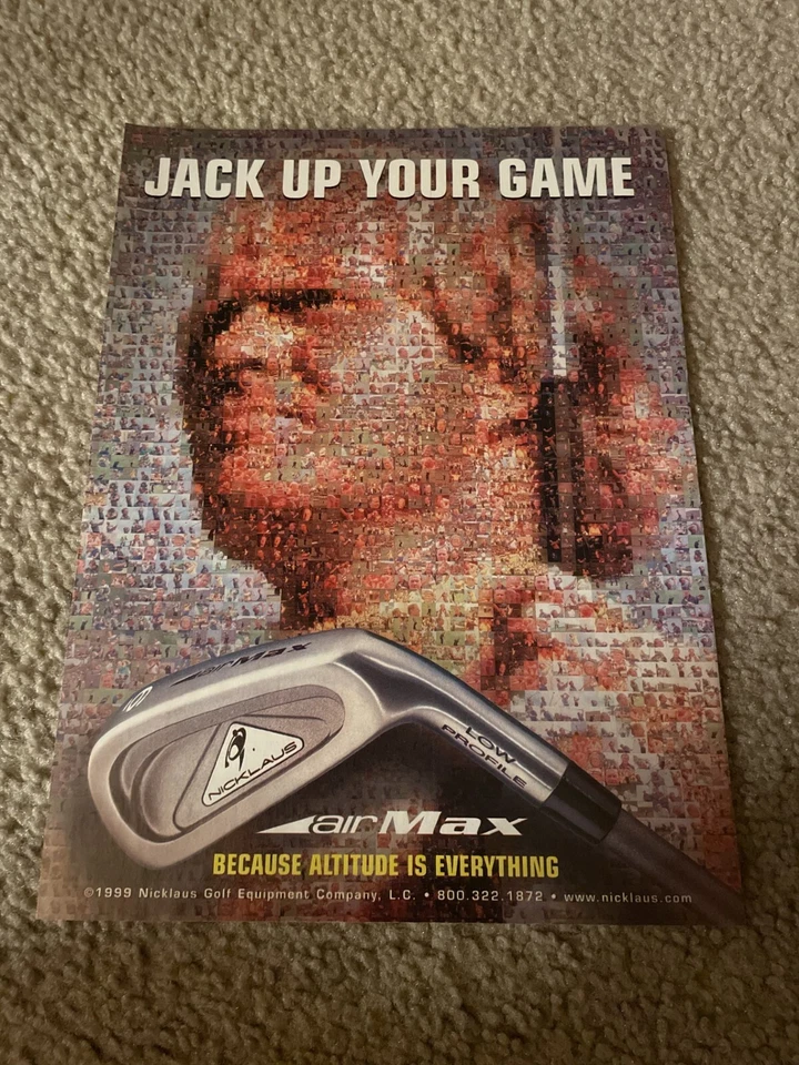 Anuncio impreso de palo de golf Jack Nicklaus Air Max 1999 vintage Foto 1 de 1