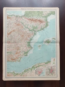 VINTAGE MAP-THE TIMES ATLAS OF THE WORLD-SPAIN & PORTUGAL-EASTERN SECTION -1920 - Picture 1 of 3