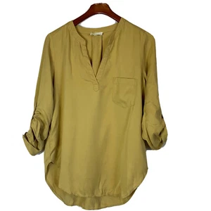 Lou & Grey Women's Chambray Mustard Medium Tunic Long Sleeve Pullover Top - Picture 1 of 9