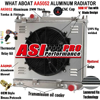 3 Row Radiator+Shroud Fan For 1987-91 1988 Dodge Dakota 2.2L 2.5L 3.9L AT CC981 - Image 1 of 4