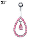 TT CZ Tear Drop Belly Bar Ring 4 Colour Available Body Piecing (BL76)