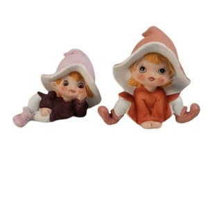 Vintage Homco Pixie Elf Figurines Hand Painted Porcelain Spring Colors 5213 - Picture 1 of 7