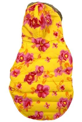 Isaac Mizrahi Live! x Abrigo único estampado Petz para perro amarillo floral Foto 1 de 3