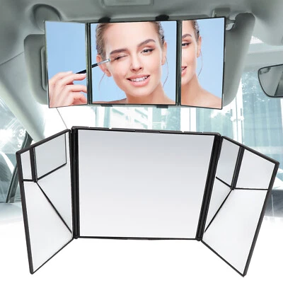 3 Way Folding LARGE Car Sun Visor Mirror Vanity Makeup Women Home Cosmetic Shade - Image 1 of 4