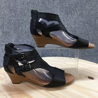 Croft & Barrow Sandals Womens 9.5 M Geraldine Gladiator Wedge Black Zipper - Image 1 of 4