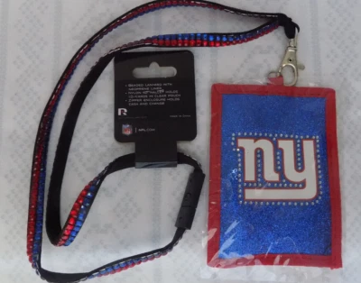 New York Giants Bling ID Lanyard With Key & Neck Release Zipper Compartment New - Image 1 of 3
