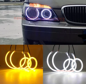 Switchback LED halo rings for BMW E65 E66 06-08 Xenon Headlight angel eye lamp - Picture 1 of 17