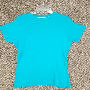 Valerie Stevens Womens Short Sleeve Shirt Medium Turquois  - Picture 1 of 10