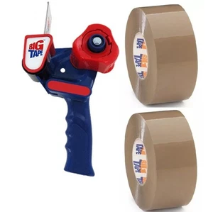Pistola dispensadora manual de metal de alta resistencia + 2 rollos de cinta marrón para paquetes 48 mm x 150 m - Imagen 1 de 1