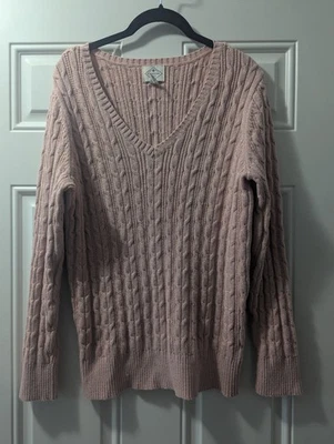 Pulôver feminino St John's Bay suéter rosa malha de cabo, tamanho XL - Imagem 1 de 4