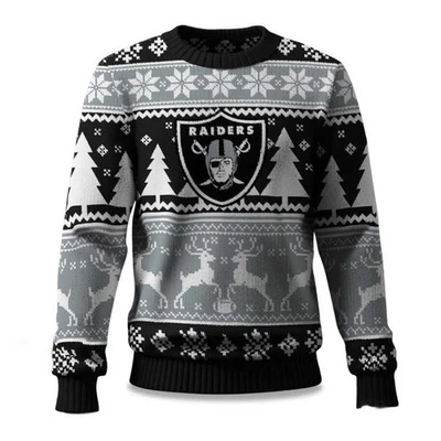 2025 Christmas Raiders Reindeer Football Ugly Sweater -  Christmas Gift - Image 1 of 4