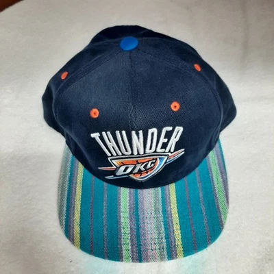 Oklahoma City Thunder Mens Hat Cap Snapback Blue Stripe NBA Logo Adjustable - Image 1 of 4