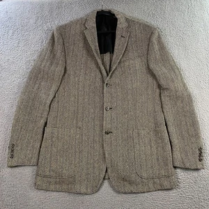 VTG Polo Ralph Lauren Blazer size 44L Herringbone Flax Silk Jacket Made in Italy - Picture 1 of 15