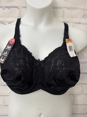 Lilyette By Bali Bra Size 44DD Minimizer Underwire Black LY0428 Lace New - Image 1 of 4
