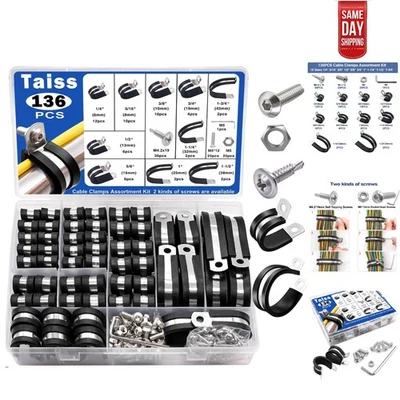 All-in-One 136PCS Stainless Steel Cable & Pipe Clamps Set for Home & Industry - image 1 of 4