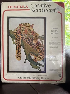 Vintage Nadelspitze Bucilla Creative Handarbeit Leopard Bild oder Tafel 15x22" - Bild 1 von 3