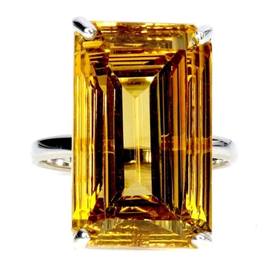 Anillo de plata de ley 925 octágono citrino 17ct hecho a mano joyas de piedras preciosas talla 7 Foto 1 de 4