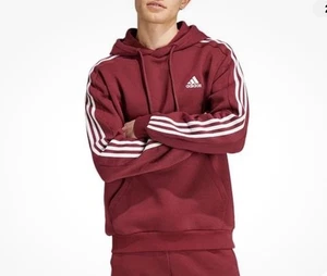 NWT Adidas Essentials Fleece 3-Stripe Hoodie Maroon Dark Red JG5949 Men’s XL $60 - Picture 1 of 10