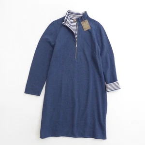 Tommy Bahama Reversible Seaport Stripe Sweater Dress Womens XL Blue Cotton Zip - Picture 1 of 12