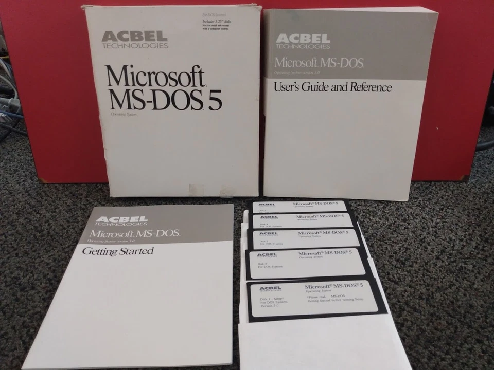 Vtg OEM Microsoft MS-DOS 5 Operating System 5.25" Floppy Disks 1991 Non-Retail  - Image 1 of 1