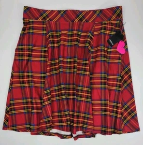 NEW Torrid Betsey Johnson Red Plaid Skirt Women's 1 - 1X - 14-16 Stretch NWT $68 - Picture 1 of 14