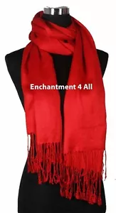 100% 2-Ply Pashmina Cashmere Women Bridal Large 82"x28" Scarf Shawl Wrap XL, Red - Picture 1 of 3