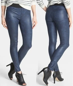 Karen Kane L73068 Navy Faux Stretch Leather Leggings Pants - MSRP $108 - Picture 1 of 6