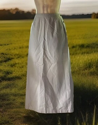 EDDIE BAUER Sz 8 Long Slim KHAKI SKIRT-Left Side Button-SLIT ON BOTTOM Left Side - Image 1 of 4