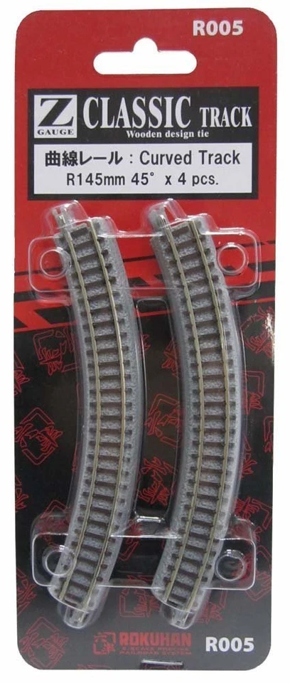Rokuhan R005 R145mm 45º Curved Track 4 pcs 1/220 Z scale New Japan - Image 1 of 1