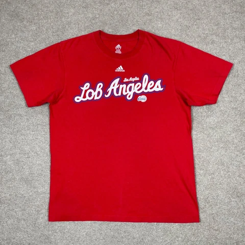 LA Clippers Shirt Mens Large Red Short Sleeve Crew Neck NBA Basketball Adidas Cover
