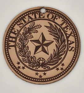 State Seal of Texas Leather Charm - Air Freshener (Set of 4) Lone Star State - Picture 1 of 1