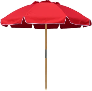 7.5Ft Heavy Duty HIGH Wind Beach Umbrella Commercial Grade Wood Beach Umbrella w - Picture 1 of 6