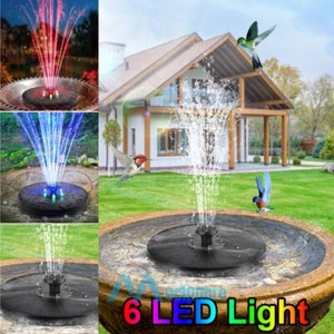 Solar Fountain Bird Bath Fountains Upgraded RGB 8 LED Lights Garden Pond Decor - Picture 1 of 71